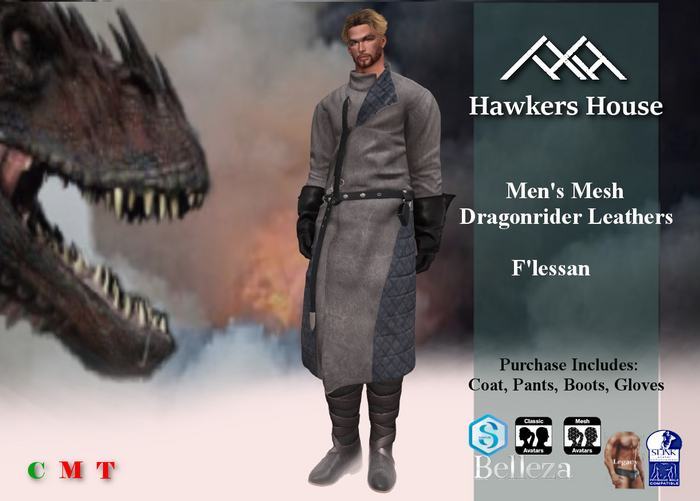 Second Life Marketplace *HH* Men's Mesh Dragonrider Leathers F'lessan